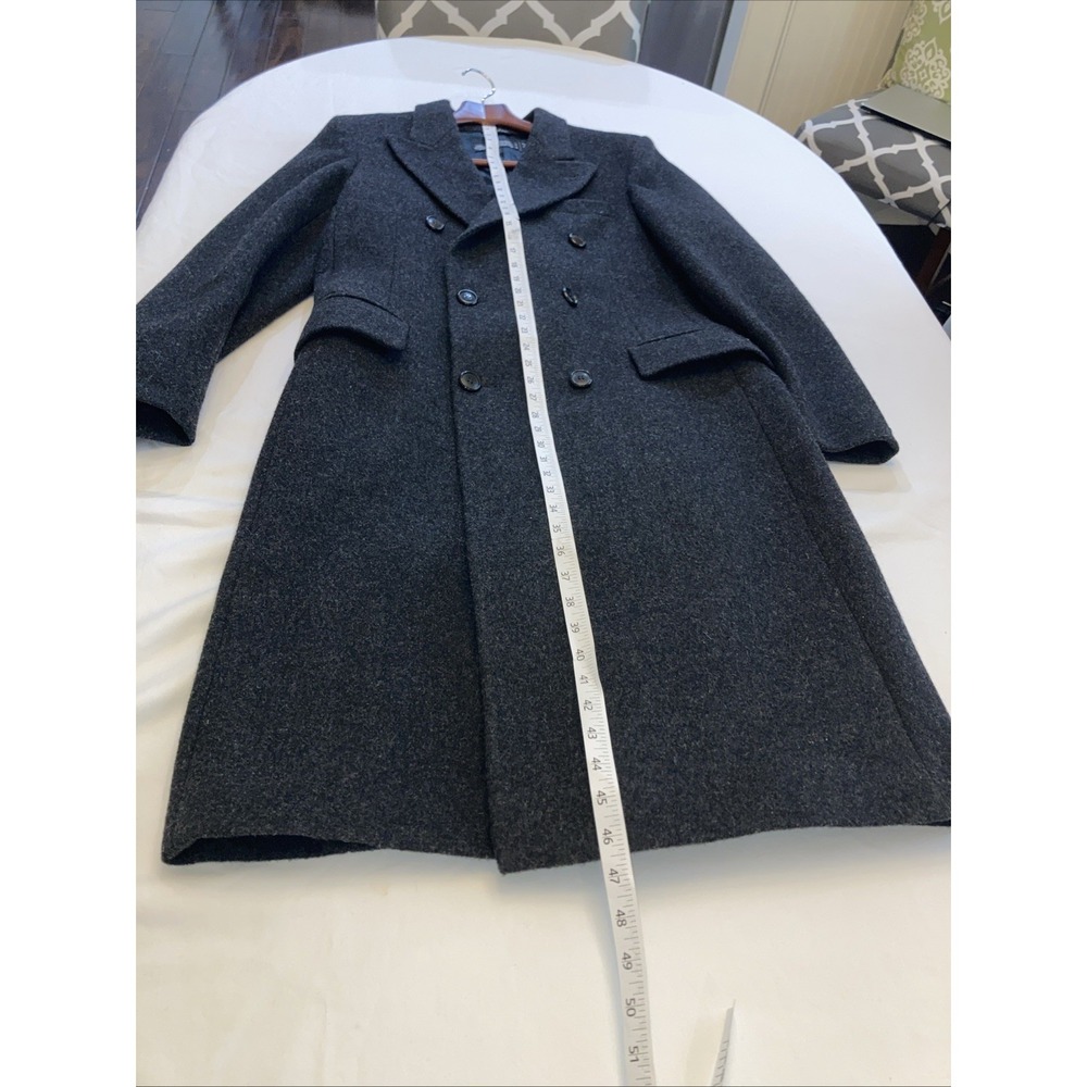 Vintage 80s Pure Wool Overcoat Men's 40R Double Breasted European American Male - Picture 7 of 12